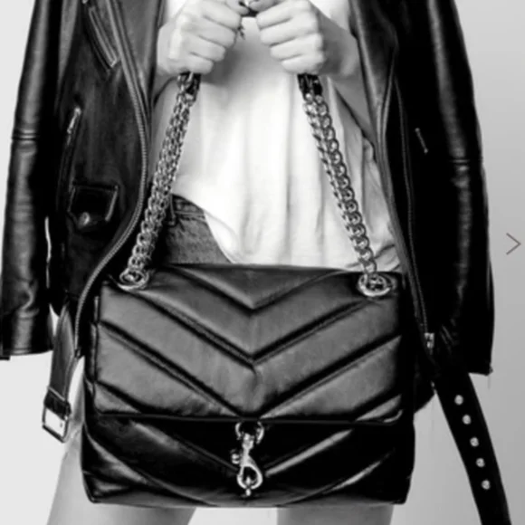 Rebecca Minkoff NWT 2 Faced Edie Black Maxi Quilted Chain Crossbody/Shoulder Bag - Picture 13 of 16